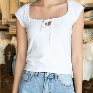 brandy melville white tie front ivy top